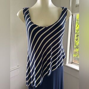 🩶Style&Co - Size XS Navy Blue&White Striped Maxi Dress